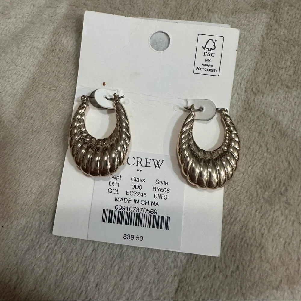 J crew Gold textured hoop earrings